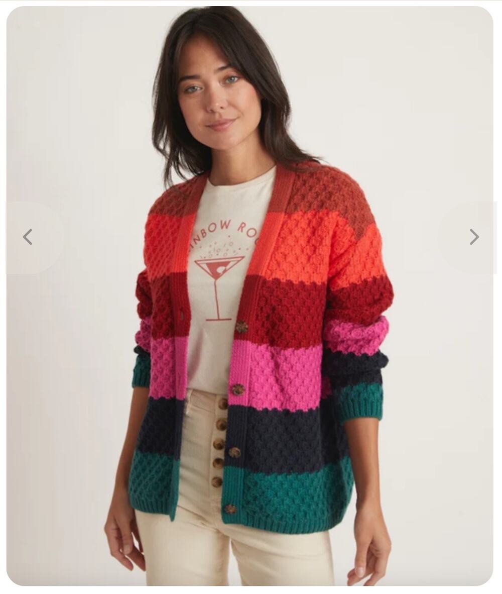 Marine Layer Brielle Oversized Striped Cardigan Wool Blend Size Small Colorful